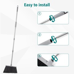 PBHEPJ Broom, 4 Pack Outdoor Broom for Floor Cleaning, 58″ Long 4 pack, Gray