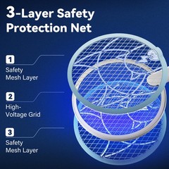 Nymrix Electric Fly Swatter Racket 2 In 1 Mosquito Bug Zapper 4100V Handheld