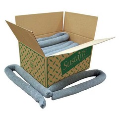 Sustayn by Sorbent Sock, 17 gal, 3 in x 48 in, , Gray, 15 PK G-30 Sustayn by