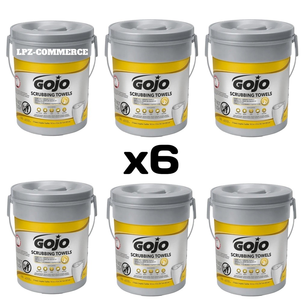 GOJO Scrubbing Towels, Hand Cleaning -Fresh Citrus (6/Carton) New