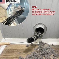 Holikme 3 Pcs Dryer Vent Cleaner Kit, 304 Stainless Standard 2Pack, Black