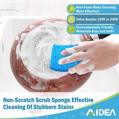 AIDEA Non Scratch Scrub Sponge, 24Count, Sponges 24 Count (Pack of 1), Blue