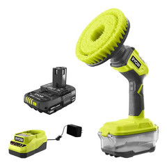 Ryobi One 18V Cordless Compact Power Scrubber Kit 2.0 Ah Battery And Charger