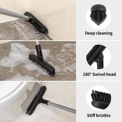 MR.SIGA Heavy Duty Grout Scrub Brush with Long Handle, Shower One Size, Black