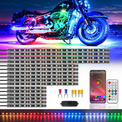 Zonecona 16Pcs Chasing Effect Motorcycle Rgb Led Lights Kit App/Rf Remote Brake