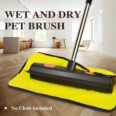 Pet Rubber Broom with 49inch Long Handle, Portable Detailing Lint Black