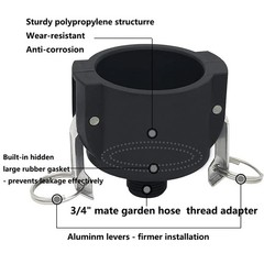275 330 Gallon IBC Tote Tank Drain Adapter Fittings 2″ Cam Lock 2 Inch, Black