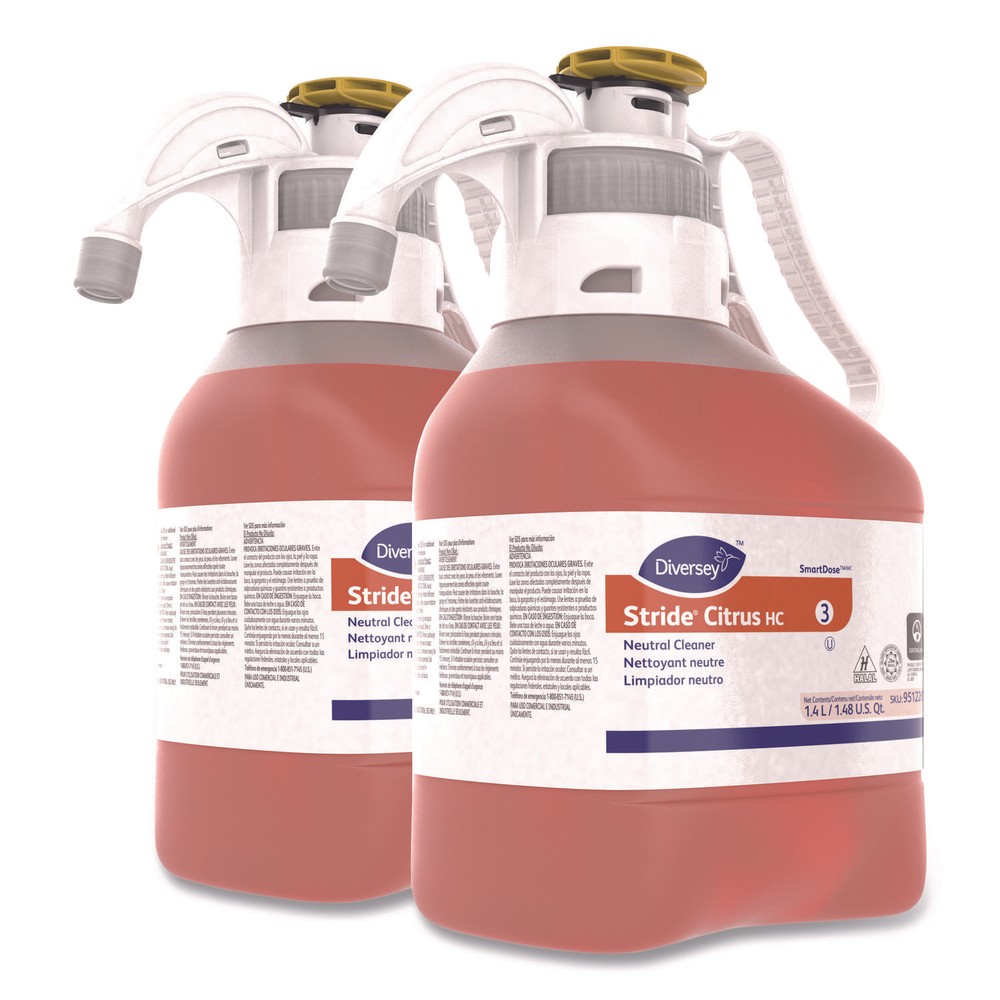 Diversey Stride Neutral Cleaner, Citrus Scent, 1.4 mL, 2 Bottles/Carton