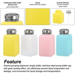 4pcs 6.8 Oz/200ml Alcohol Push Down Pump Dispenser Bottle Press