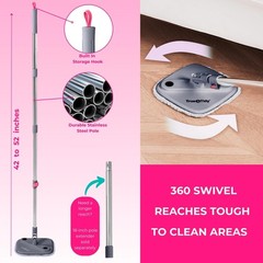 Heavy Duty Square Spin Mop for Floor Cleaning, Separate Compartment for Clean…