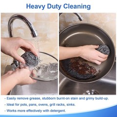 ovwo 12Pack Upgraded Steel Wool Scrubbers – 12 Count (Pack of 1), Silver