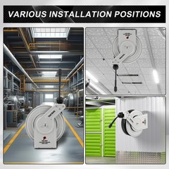 Tool Retractable Pressure Washer Hose Reel 60 FT x 60 FT, Grey, Black