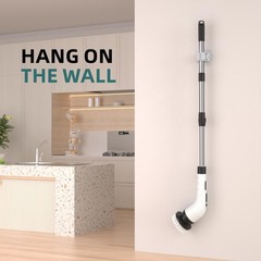 Electric Spin Scrubber for Cleaning, 9 in 1 Changeable Bathroom Black&white