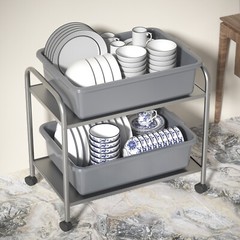 Idotry 32 Liter Large Plastic Bus Trays, Commercial Bus Tub Box Set of 4, Grey