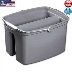 17 Qt Double Utility Pail Gray Molded Graduations Metal Handle Wide Pour Spout