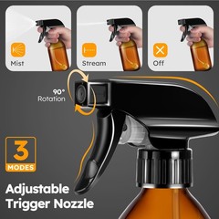 Tecohouse 360° 4 OZ Amber Glass Spray Bottles, 2 Pack Empty 4 ounces,