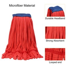 Mop Head Replacement Microfiber Floor Cleaning 13 oz 33.5 Inch, Red