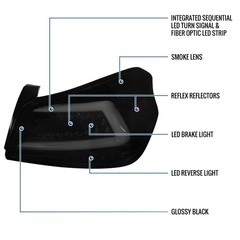 2015-2021 Subaru WRX US Spec Sequential LED Tail Lights Pair Black Smoke