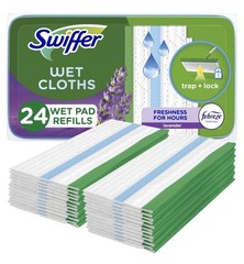 Swiffer Sweep + Mop, Wet Pads Refill, Floor 24 Count (Pack of 1), White