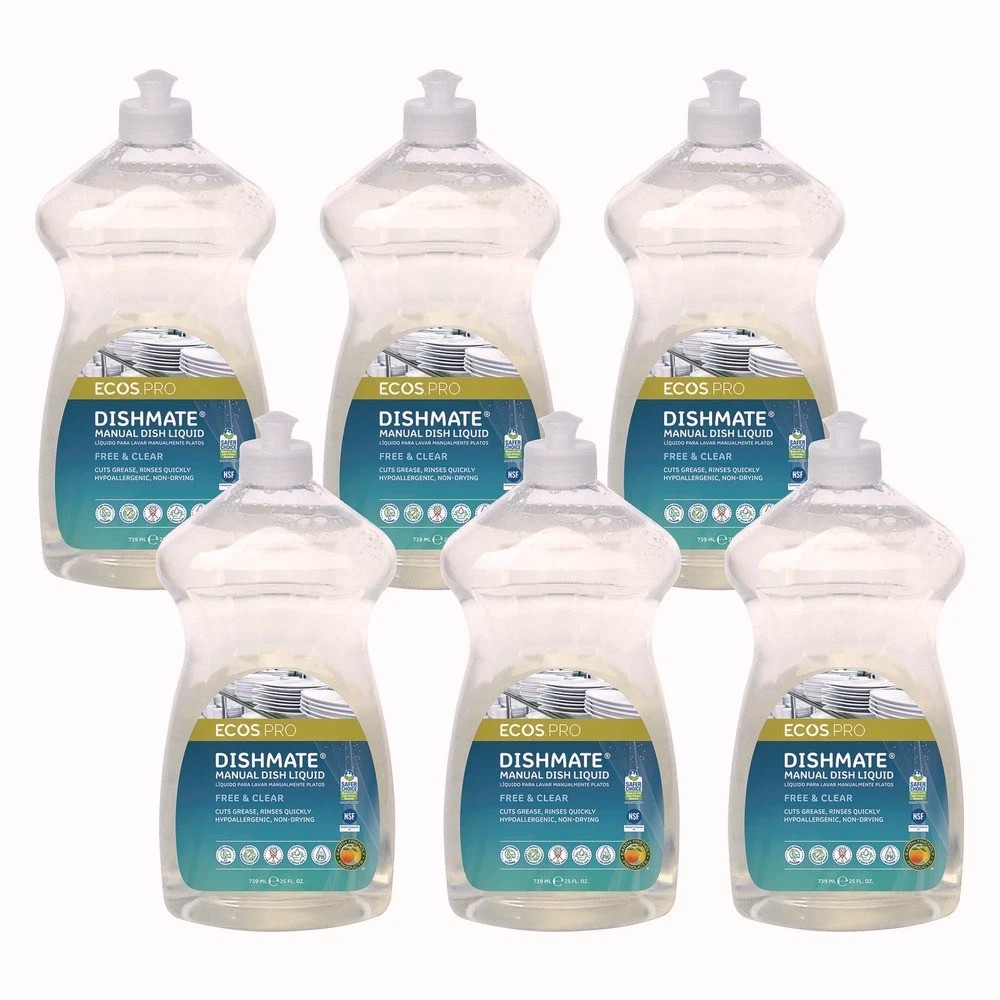 ECOS PRO PL97216CT 25 oz Dishmate Manual Dish Liquid – Free and Clear (6/CT) New