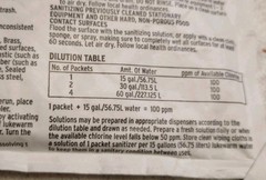 Lot of 2 Packets Kay 5 Sanitizer/Cleaner For Kitchen And Utensils (Each Is 6 oz)