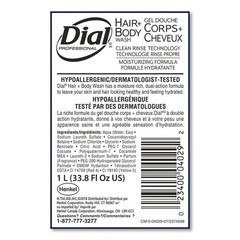 Dial Professional 04029 1L Hair & Body Wash Refill Bottle – Neutral (8/CT) New
