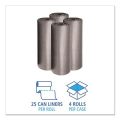 Boardwalk Can Liners, 45 gal, 0.95 mil, 40″x46″, Gray, 25 Bags/Roll, 8 Rolls/CT