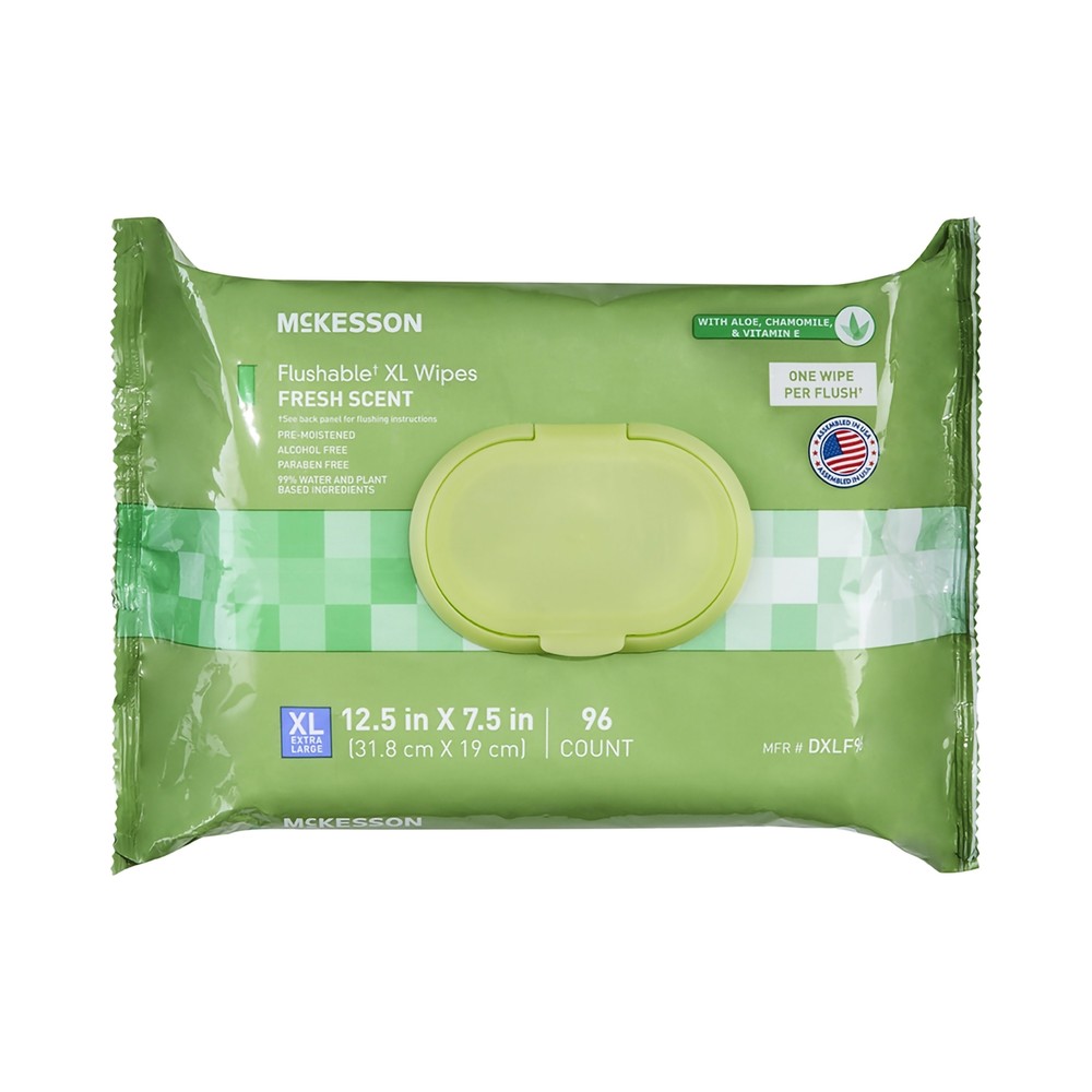 McKesson Flushable* Personal Wipe 7.5 x 12.5″ DXLF96 6 Pack 576 Wipes