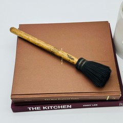 Vintage Primitive Whisk Broom Wood Handle Black Bristles Rustic Decor 11″