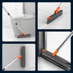 AIR U+ Grout Brush with Long Handle 180° Swivel Scrub 1 PACK, Orange