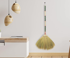 Thai Vintage Retro Grass Broom Stick, Asian Straw for Wedding Jumping, Witch, Ho