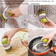 Dish Brush with Soap Dispenser, Dishwashing Kitchen Scrub Brushes Gray