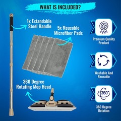 MAYSHINE Microfiber Hardwood Floor Wet and Dry Dust Mop w/ 5 15 Inch, Brown