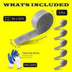 Steel Wool 6 Pack 3 x 10FT Each Gloves Included for Mice Proofing and Gaps