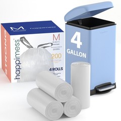 Happimess Hpm3000M-White 200-Count 4 Gallon Drawstring Unscented Trash Can