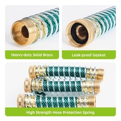 Hose Extension Adapter 2-Pack, 3/4″ Solid Brass Garden Standard, Green
