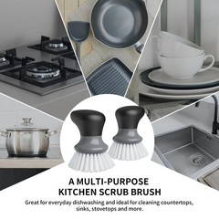 MR.SIGA Dish Scrub Brush, Palm Brush Scrubber 2.9 x 2.7x 3.7 inch, Gray