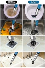 Toilet Plunger Set, High Pressure Air Drain Clog Remover, Sink Blue