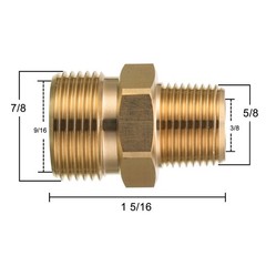 M MINGLE M22 Pressure Washer Fitting, 3/8 Inch NPT Male to 14 mm, brass