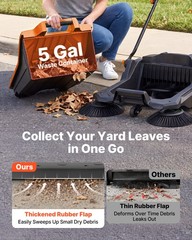VEVOR Walk-Behind Floor Sweeper Manual Hand Push Sweeper 25.6″ Sweeping Width