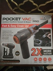 Pocket Vac Pro Cordless Rechargeable Handheld Vacuum & Blower w/ Crevice Tool