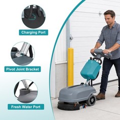 15″ Foldable Walk Behind Floor Scrubber Machine 24000 Sqft/h 6 Gal 23″ Squeegee