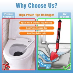 Rmticd Toilet Plunger, High-Pressure Plungers plunger+brush set, Red