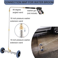 2-in-1 Undercarriage Pressure Washer Attachment – 4000 PSI Broom, 16″ – black