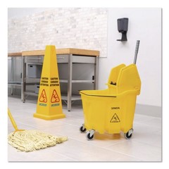Carlisle 4690404 35 qt OmniFit Mop Bucket with Down Press Wringer – Yellow New