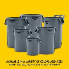 Rubbermaid Vented Brute 20 Gallon Gray Resin Container Without Lid