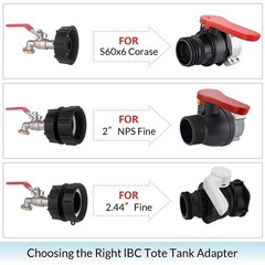 IBC Tote Hose Adapter 275-330 Gallon Water 12 mm, Long handle Valve