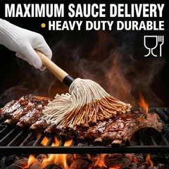 7 Pack Cast Iron Sauce Pot and BBQ Mop Brush Set, 13.5 OZ Small Basting Pot &