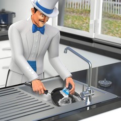 MR.SIGA Soap Dispensing Palm Brush Storage Set, Kitchen One Size, Navy