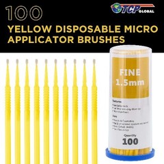 100 Paint Touch Up Brushes, Disposable Micro Brush Applicators, Yellow with Fine